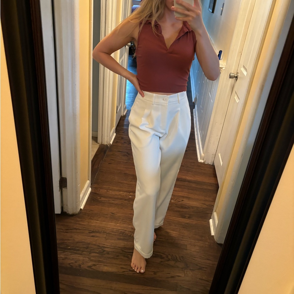 Dazy high waist white trouser pants